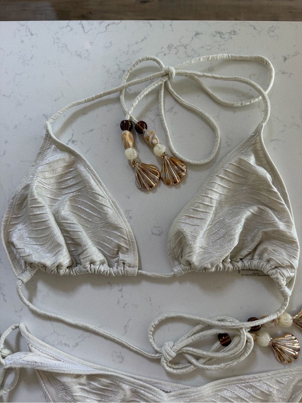 Fashion Nova Ivory Shell-Detail Tie Bikini - Picture 2 of 6